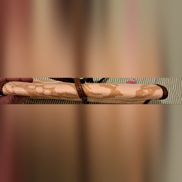 Spartina 449 Leather & Linen Boho Neutral Jewelery Travel Vacation Case Pouch - Picture 4 of 8